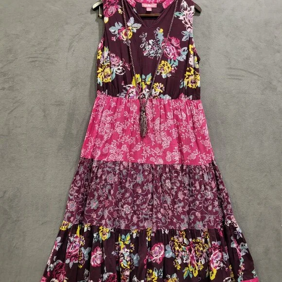 Woman Within | Dresses | Woman Within Maxi Dress Size 6w Tiered Sleeveless  Floral Print Bohemian Cottage | Poshmark